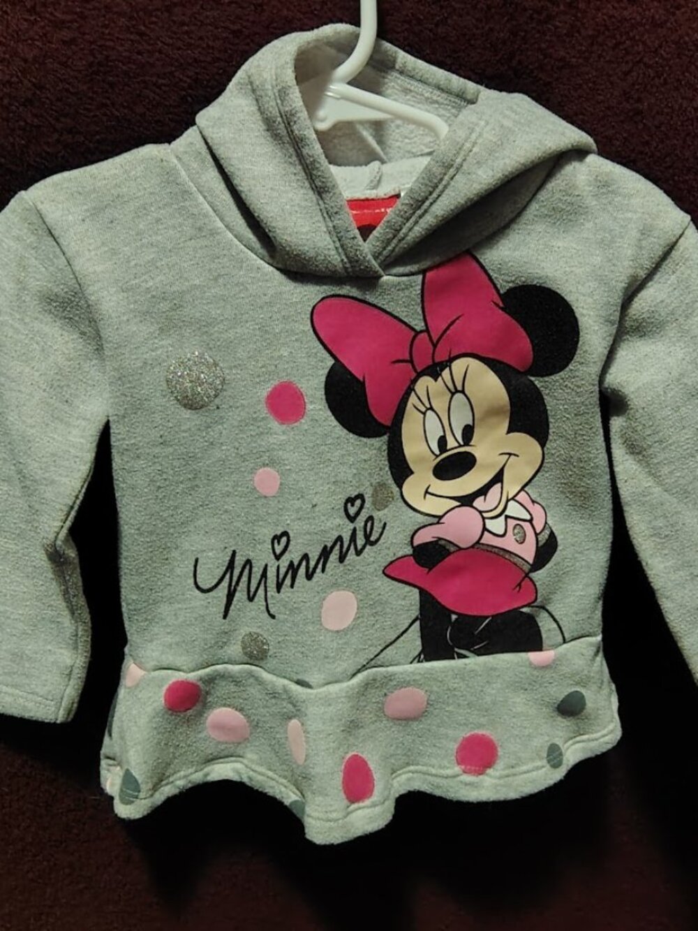 Infant Girls 'Disney' Minnie Mouse Long Sleeve Shirt w/ Hood Size 12 Months